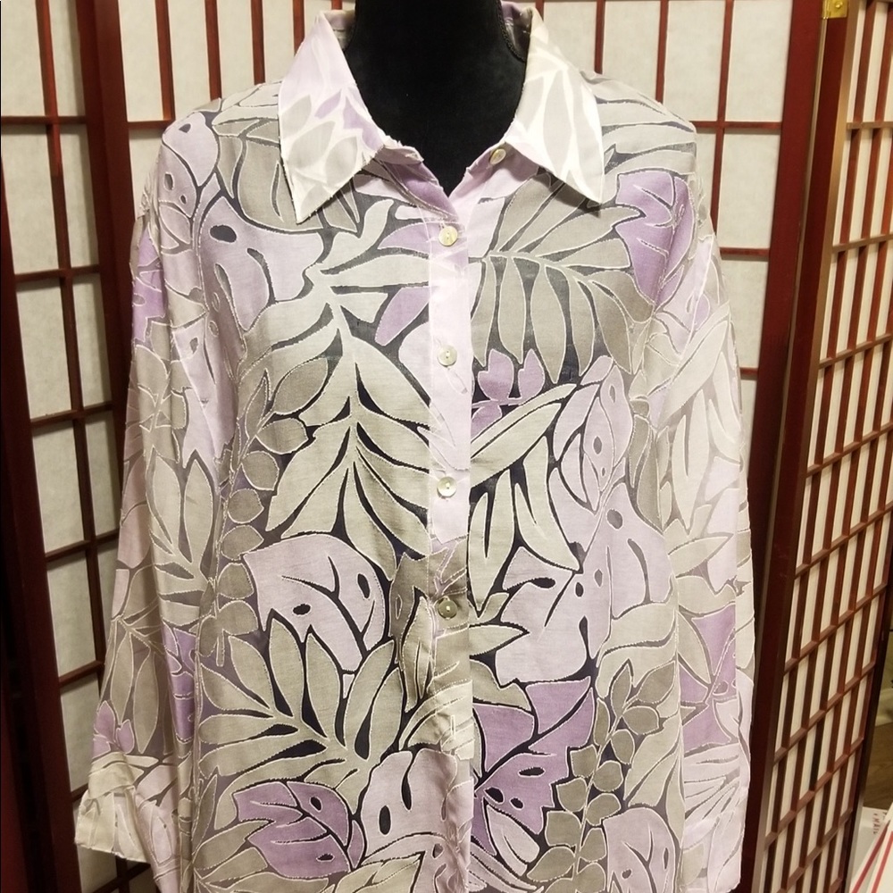 Purple with grey sheer blouse-B116